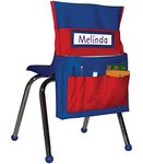 Carson Dellosa 15"W x 19"H Blue & Red Chairback Buddy Pocket Chart, Canvas Desk Buddy Pocket Organizer with Name Tag, Chair Pockets for Organizing Classroom Supplies, Chair Pockets for Classrooms