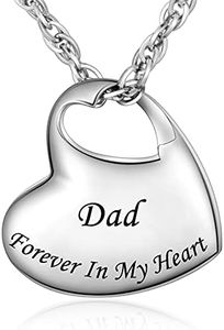 Heart Urn Necklaces for Ashes Cremation Necklace for Ashes for Dad Stainless Steel Cremation Jewelry - Forever in My Heart