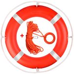 28 Inch Life Rings with 98.4ft Water Floating Lifesaving Rope Set, Life Ring for Pool, Pool Safety Ring with Reflective Strip, Pool Life Ring with Rope (Orange) - 2 Size