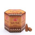 Hem Musk Backflow Brown Incense Cones | Long Lasting Aroma Incense for Positivity, Stress Relief, Air Purifier & Cleansing | Gift Set - Pack of 40 Cones