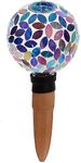 Sunnydaze Mosaic Glass Plant Watering Bulb with Clay Watering Spike - Decorative Self-Watering Globe for Plants - Auto-Dripper to Water Potted Plants - 9.5" - Spring Petals