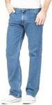 Inspire Me Mens Straight Leg Heavy Duty 100% Cotton Jeans | Regular Straight Leg | Plain Denim Wash Regular Fit Boys (Light Blue, 32W / 31L)