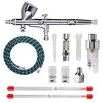 SAGUD Airbrush Kit Professional Double Action 0.2mm Air Brush Gun with Extra 0.3 0.5mm Fluid Tips Needles Nozzles Air Caps and Air Hose Adapter Mini Filter