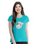 Pooplu Women's Regular Fit Tshirt Unicorn Cotton Printed Round Neck Half Sleeves Multicolour Pootlu Tshirt. Animal, Cute Animal Tshirts Blue_3X-Large