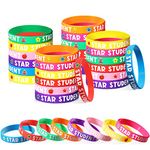 40 Pcs Star Student Wristbands 8 Colors Student Reward Silicone Bracelets Teacher Recognition Award Star Rubber Bracelets for Sports Office Substitute Teacher Supplies Education Activities for Kids