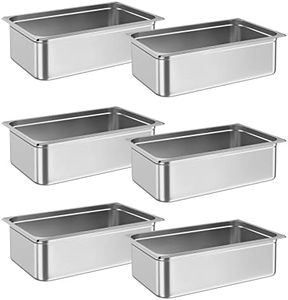 GarveeHome 6 Pack Full Size Food Pan,2.5 Inch Deep Commercial Catering Hotel Pan, NSF Certified, Stainless Steel Anti-Jamming Steam Table Pan,No Handle + No Lid