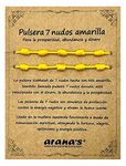 arana's - Bracelet 7 knots yellow woman man - For abundance and money - Yellow thread protection negative energy - Good luck amulet - Prosperity intelligence studies, 15 cm - 28 cm, Nylon