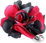 Vittorio Vico Two-Tone Flower Lapel Pin - Brooch, Boutonniere for Men (Hot Pink/Silver Grey)