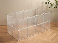 LURIVA Transparent Clear Small Animal Playpen, Guinea Pig Cages, Puppy Dog Playpen, Pet Playpen, Rabbit Bunny Indoor Outdoor Fence Pen Enclosure, White Clear Plastic Playpen,12 X 12 Inch, 24 Panels