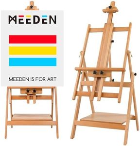 MEEDEN Convertible Studio Easel, Versatile Adjustable Tilts Flat H-Frame Floor Easel, Solid Beech Wood Artist Studio Easel,Professional Painting Easel Stand,Adjusts up to Max 88",Hold Canvas Up to 59"