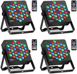 EYTSE 36 LED Stage Par Lights RGB LED Par Lights 7 Colours DJ Lights with Sound Activated Remote DMX Control DJ Uplighting for Wedding Birthday Christmas Holiday Stage Lighting (4 Packs)