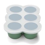 btrfe Baby Food Freezer Tray with Lid, 6 x 3 Ounce Silicone Perfect Storage Container for Homemade Baby Food, Breast Milk, Fruit Puree & Vegetables (Green)