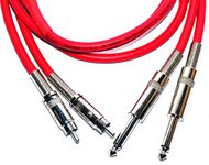 MAENT® 2Jack 6.35mm 1/4 inch Jack to 2RCA Male Metal Audio Cable 2 RCA Male to 2 Jack Male Guitar AUX Karaoke Cable For Home Theater DVD Speaker Headphone Mixer Amplifier (1.5 Mtr, Red)