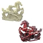 Reiki Crystal Products Combo 2 / Two Running Horse, Victory Horses for Vastu, Fengshui, Positive Energy, Vibrations (Color : Red & White) Pack of 2 pc