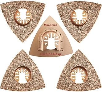 MiraShine 5pcs Oscillating Multitool Triangular Carbide Grit Rasp Blades, Tiangle Carbide Oscillating Sanding Pads For Sanding Grinding Rasping Concrete Masonry Grout Mortar Thinset Adhesives and Wood