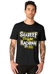 bluehaaat Glow in Dark Shareef to Hum Bachpan Se Hai Funny Printed Printed Half Sleeve Tshirt for Men(Black;Small)