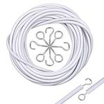 Net Curtain Wire and Hooks Kit, 5M White Curtain Cord with 10pcs Screw Hooks and 10pcs Eye Hooks for Net Curtain Rod