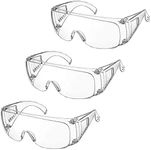 Homlynn Safety Glasses Safety Over-Glasses Anti-Scratch Eye Protective Workplace Goggles for Professional or Personal Use | For Construction Laboratory Outdoor Safety Goggles 3 Pack