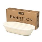 Bulka Oval Banneton Bread Proofing Basket Spruce Wood Pulp 750g Groove, Sourdough Bread Baking Supplies Brotform - Batard Dough Proving Bowl, Gifts for Bakers making Artisan Loaves.