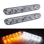 YIJINSHENG Auto 2PCS Fit 6 LED High Power LED Daytime Running Turn lights Lights Driving Lamp Universal Kit LED Car Fog Light(White turn yellow)