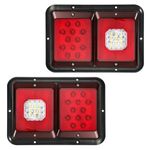 Partsam 2Pcs Double Led Trailer Tail Lights with Horizontal Mount Dual Stop Turn Tail Backup Reverse Lights 33 LED, Surface Mount RV Double Led Taillights, RV Double Led Tail Lights, Black Base