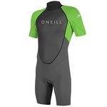 O'Neill Mens Reactor II 2mm Back Zip Shorty Wetsuit - Graphite Dayglow - 70% Fluid foam body