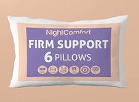 Night Comfort 6 Pack Luxury Standard Pillows Firm Supportive for Side Sleep - Hypoallergenic Fluffy Microfibre with Hollowfibre Filled Bounce Back Bed Pillows