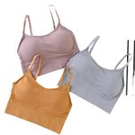 SANGANI®, Women Cotton Padded Wire Free Sports Bra Fitness Yoga and Gymwear, Fashionable Lifestyle, Outdoor Life, Free Size (Pack of 3), Size (28-32). (B, Grey-Pink-Yellow-01, Free)