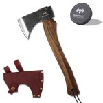 15.7" Hatchet, Camping Axe, Hand-Forged Axe with Sheath for Wood Chopping, Splitting, and Carving, Bushcraft Axe with Beech Handle for Outdoor Survival and Garden Work