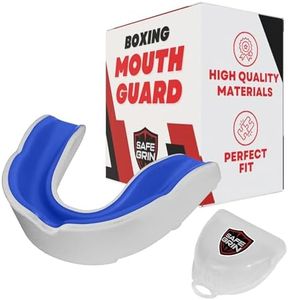 SafeGrin Pro Mouth Guard for Boxing - Essential Shock Absorbing Equipment | Custom Fit Youth Mouth Guard for Sports - Ideal Mouth Protection for Boxing, MMA, Muay Thai and More - Adult (White)