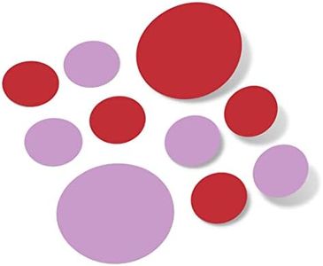 Red / Lilac Vinyl Wall Decals (30 Decals) - Polka Dots Stickers - Removable Adhesive Safe on Smooth or Textured Walls Round Circles Bathroom Kids Room Birthday Gift Classroom Playroom Nursery Decor Peel and Stick