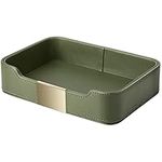 SANZIE Luxury Leather Tray Desktop Storage Catchall Organizer Decorative Tray for Entryway Table to hold Jewelry Watch Cosmetics Keys Phone Wallet Home & Office Accessories (Green)