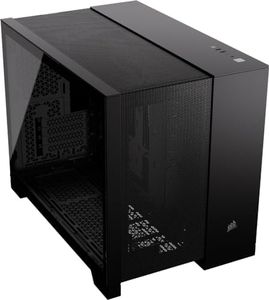 CORSAIR 2500D AIRFLOW Small-Tower mATX Dual Chamber PC Case – Tempered Glass – Reverse Connection Motherboard Compatible – No Fans Included – Black