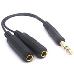 1/4 Inch Headphone Splitter, 6.35mm(1/4") TRS Mono Stereo Plug Male to Dual 6.35mm(1/4") TRS Female cable 20cm/8inch