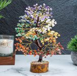 HindCraft Chakra Tree, Crystal Tree for Positive Energy - Crystals & Healing Stones - Feng Shui Seven Chakra Tree of Life Decor - Home Decorations for Living Room, 7 Chakra Tree, 200 Beads, 8-10"