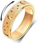Anxiety Ring Fidget Spinner Band Ring for Women Men Adults Thumb Toy Ring Stainless Steel Gold Plated Size 11