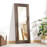 HOMCOM 59" x 23.5" Farmhouse Full Length Mirror, Wall Mount and Leaner Floor Mirror, Vertical and Horizontal for Bedroom, Dark Brown