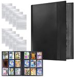 Trading Cards Album, 360 Side Loading Pocket Binder with 10 Pcs Card Sleeves, Game Card Storage Folder with Elastic Strap for Pokemon, 20 Pages, 18 Pockets Each Sheet (Double Sided)