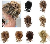 Messy Hair Bun Extensions Synthetic Hair Piece Tousled Updo Curly Scrunchies Ponytails Extension with Elastic Rubber Band Hair Chignons for Women Girls