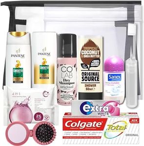 Travel Size Toiletries Essentials Women Mini Set Miniature for Vacation, Holidays, Hospital Maternity | Clear Travelling Bag | Airport Security Approved, Clear