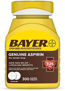 Bayer Genuine Aspirin 325 mg, Pain Reliever and Fever Reducer, Powerful Pain Relief of Headache, Muscle Pain, Minor Arthritis Pain, Back Ache, Toothache, and Menstrual Pain, 300 Coated Tablets