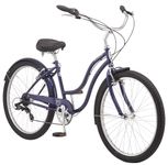 Schwinn Mikko Adult Beach Cruiser Bike, Featuring 17-Inch/Medium Steel Step-Over Frames, 7-Speed Drivetrains, Navy