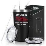 Livole Christmas Gifts for Men, Him, Colleagues, Funny Mugs for Work Colleagues, Novelty Friends Gifts, My Job is Top Secret, 600ml Coffee Cup Travel, 20oz Wine Tumbler with Straw and 2 Lids