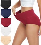 ALTHEANRAY Women's Underwear Cotton Briefs - High Waist Tummy Control Panties For Women's Postpartum Underwear Soft, Db/Wi5 High Waist Panties, Medium - Multicolor