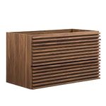 Modway Render 36" Wall-Mount Bathroom Vanity Cabinet in Walnut - Sink Basin Not Included