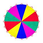 AMYESE 13ft Rainbow Parachute with 20 Handles for Kids Outdoor Party Games, Team Building Play Parachute Group Cooperative Team Game Toys, Family Get-together Entertainment