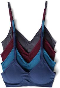 Caramel Cantina 4 Pack V Neck Padded Bralette Adjustable Straps (S/M, Ch/Navy/Maroon/Teal)