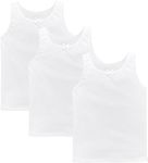 Kids Girls 100% Cotton Back to School Underwear Vest, Super Soft Kids Undershirts Comfortable Sleeveless Tank Tops 2-13 Years Old 3 & 6 Pack, Pack of 3 - White-3-5