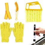 UgyDuky Window Blind Cleaner Duster Tools - Set of 4 - 7-Slot Blind Cleaning Brush, 3-Blade Blind Duster, 2-in-1 Windowsill Sweeper, Microfiber Gloves for Window Shutters Blind Air Conditioner Jalousie Dust Mirrors Cars