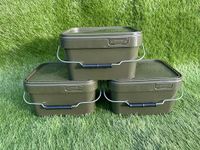 Lidsters Fishing Square Bucket 5L 10L 17L Litre Carp Fishing Bait Buckets (3 x 5L Buckets)